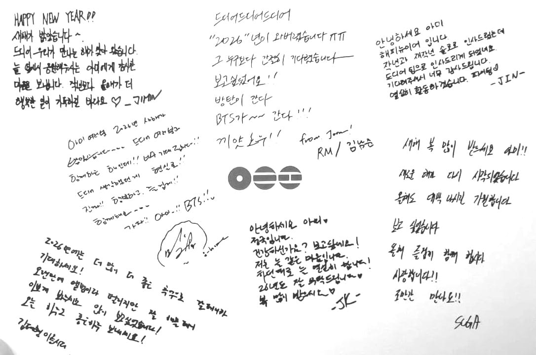 BTS Handwritten Greetings