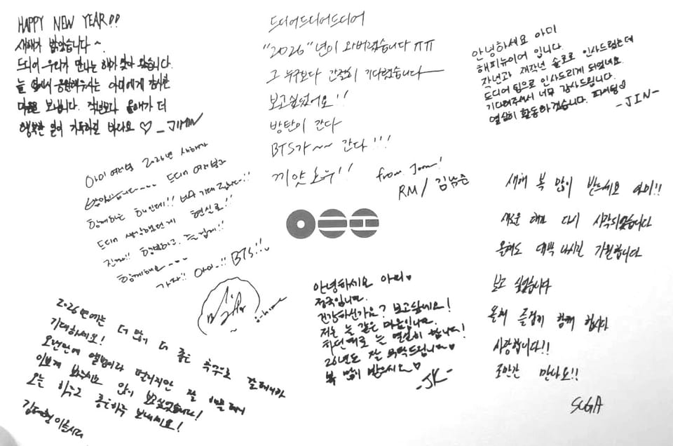 BTS Handwritten Greetings